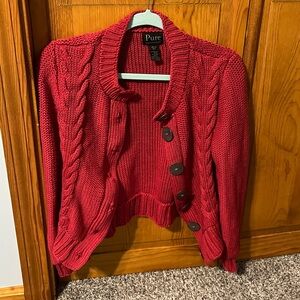 Pure Collection Cotton Hand Knit Sweater Cardigan